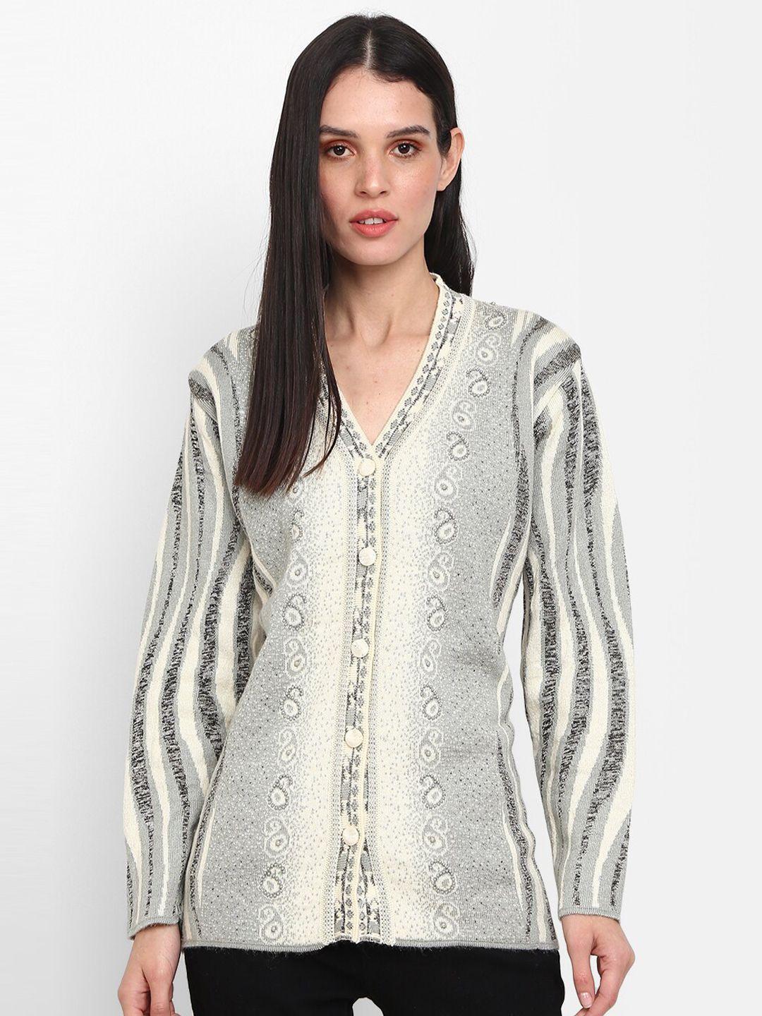 v-mart ethnic motifs v-neck cotton longline cardigan sweaters