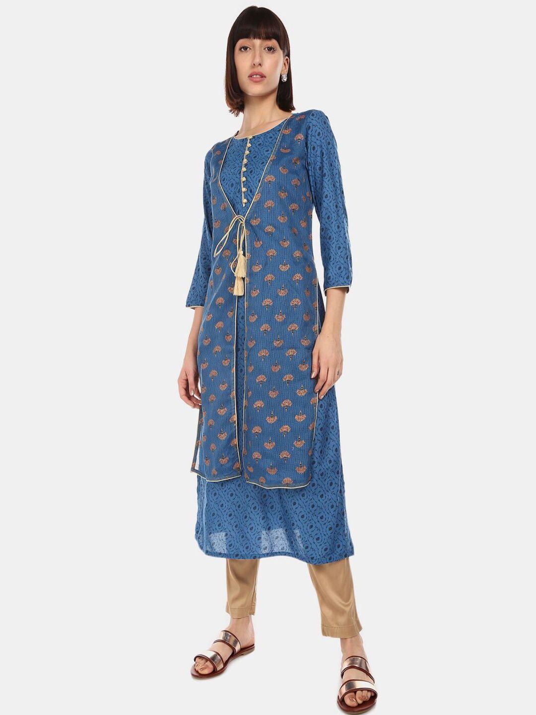 v-mart ethnic motifs woven design kurta with attached jacket