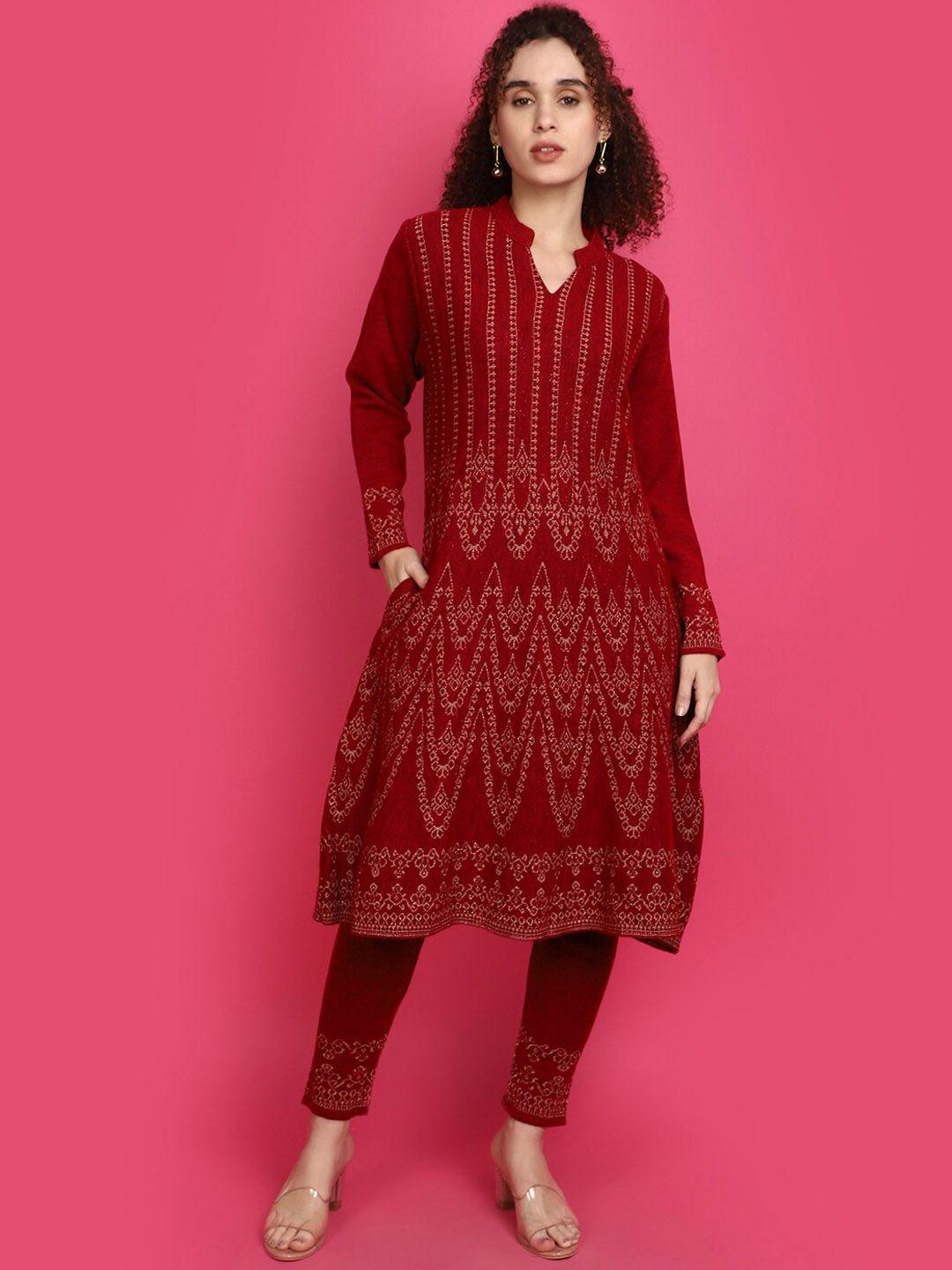 v-mart ethnic motifs woven design mandarin collar kurta