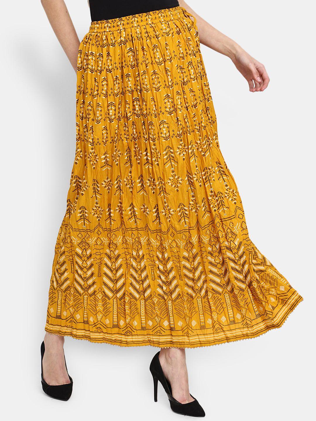 v-mart ethnic printed flared maxi skirt