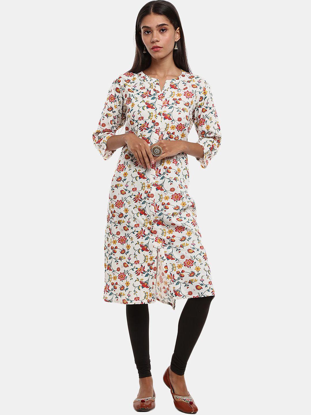 v-mart floral printed band collar kurta