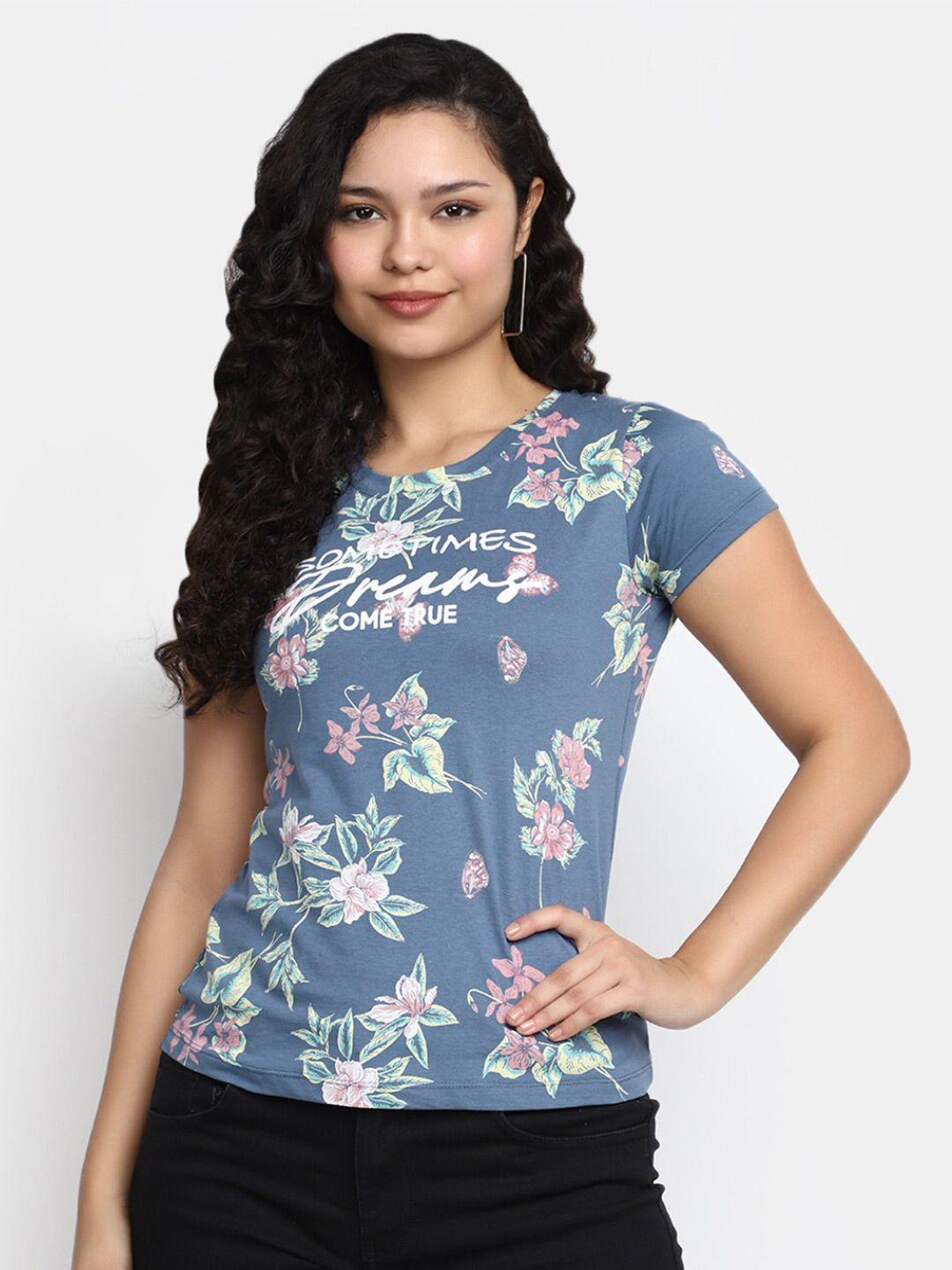 v-mart floral printed cotton t-shirt