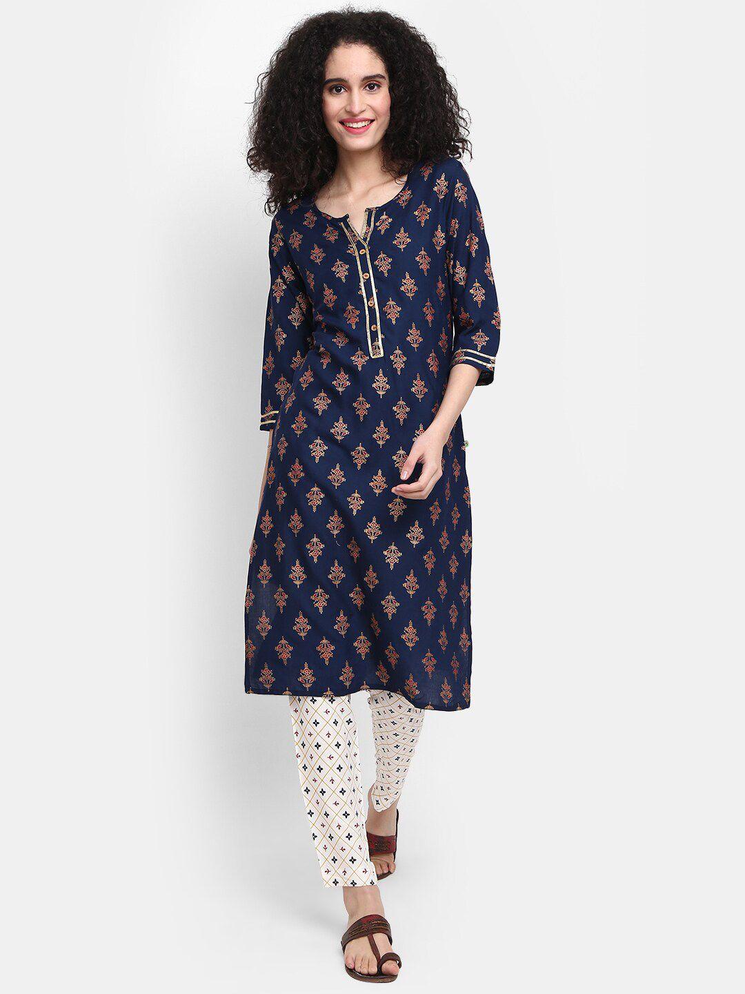 v-mart floral printed kurta with trousers