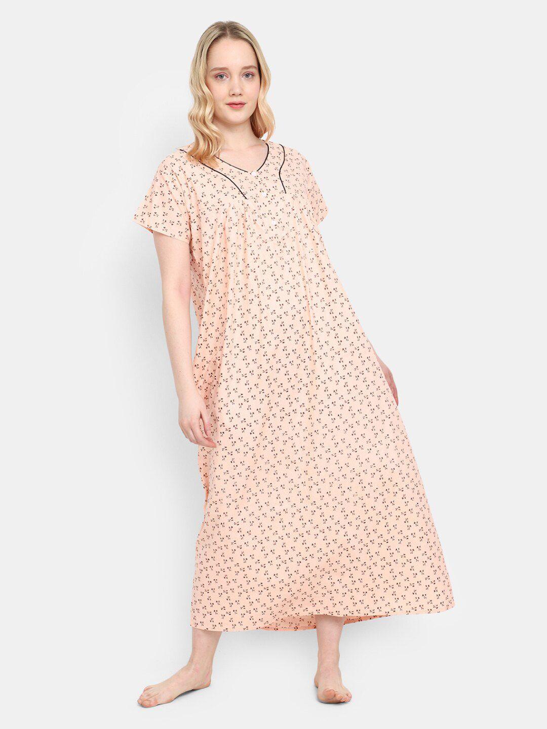 v-mart floral printed pure cotton maxi nightdress