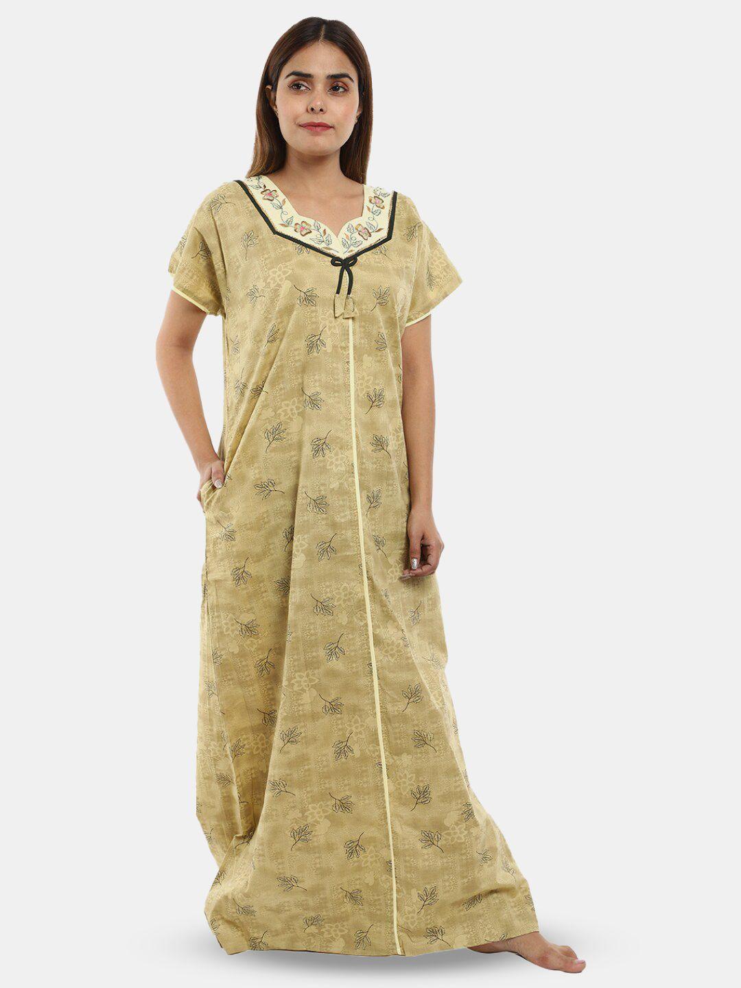 v-mart floral printed pure cotton maxi nightdress