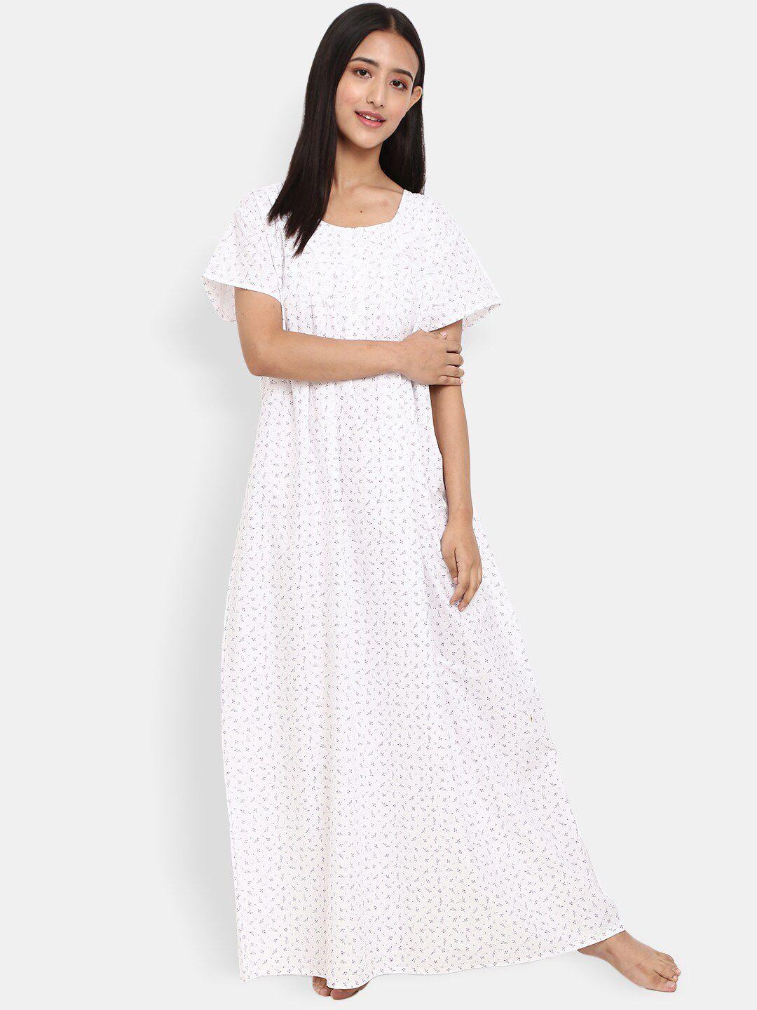 v-mart floral printed pure cotton maxi nightdress