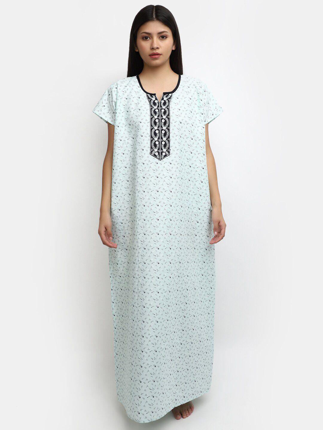 v-mart floral printed pure cotton maxi nightdress