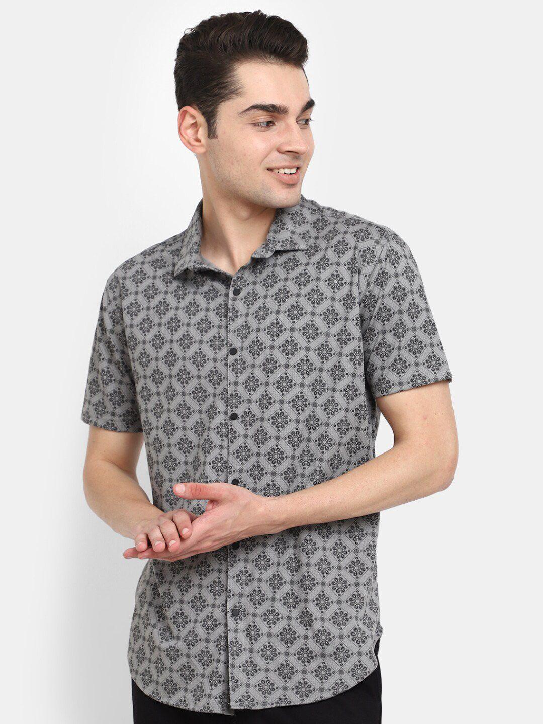 v-mart floral printed short sleeves cotton casual shirt
