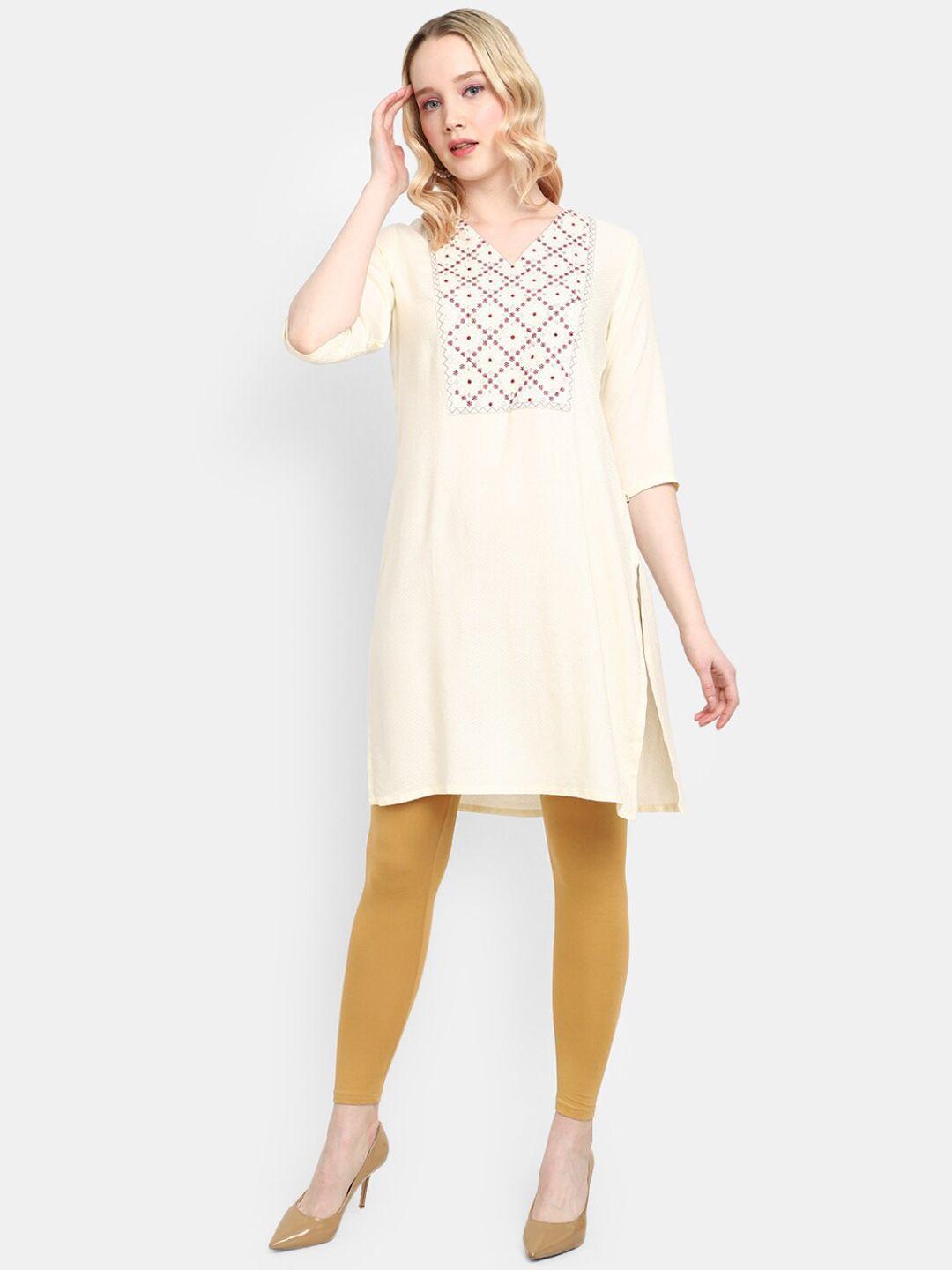 v-mart floral yoke design thread work georgette kurta