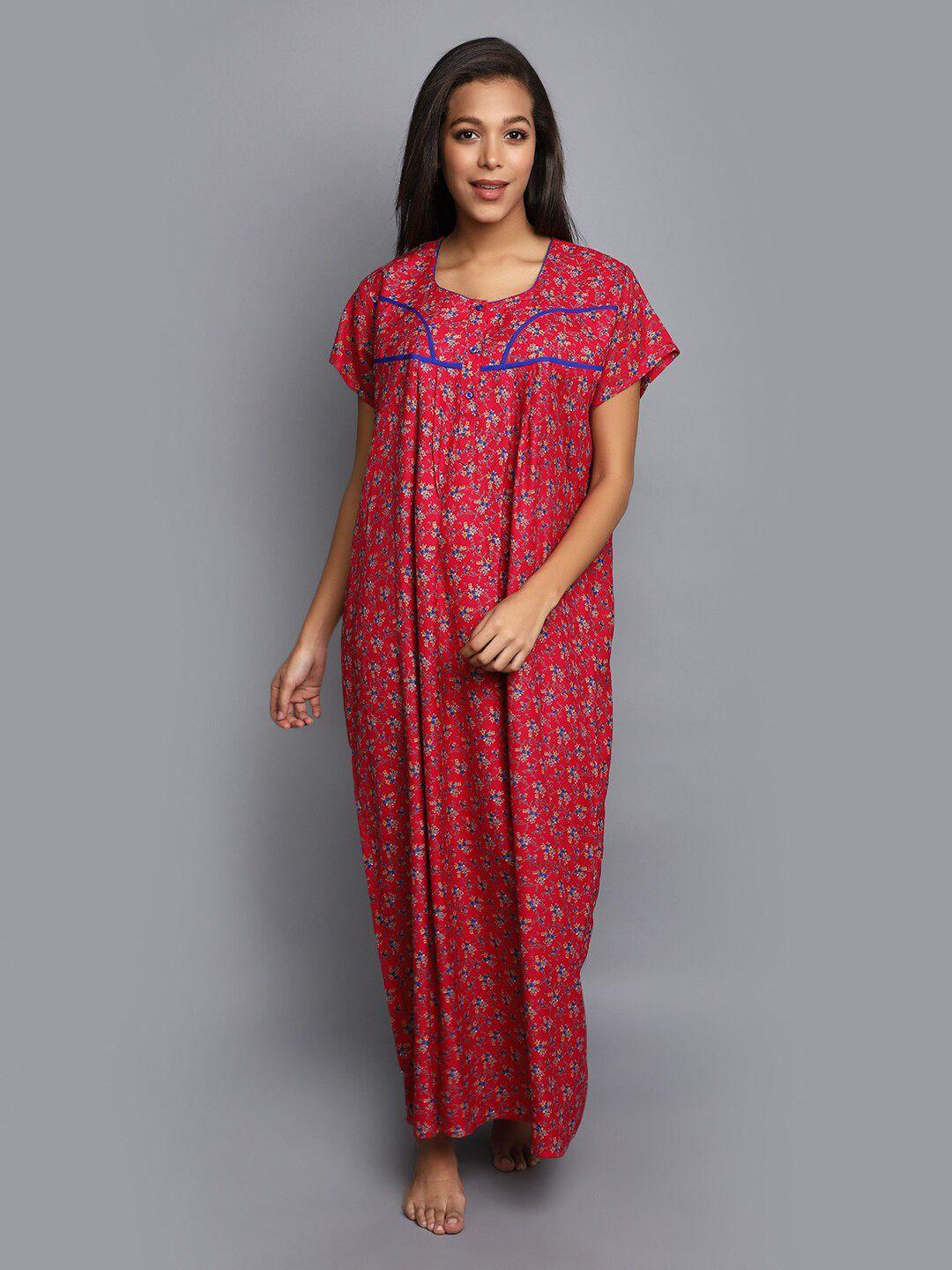 v-mart fuchsia floral printed maxi nightdress