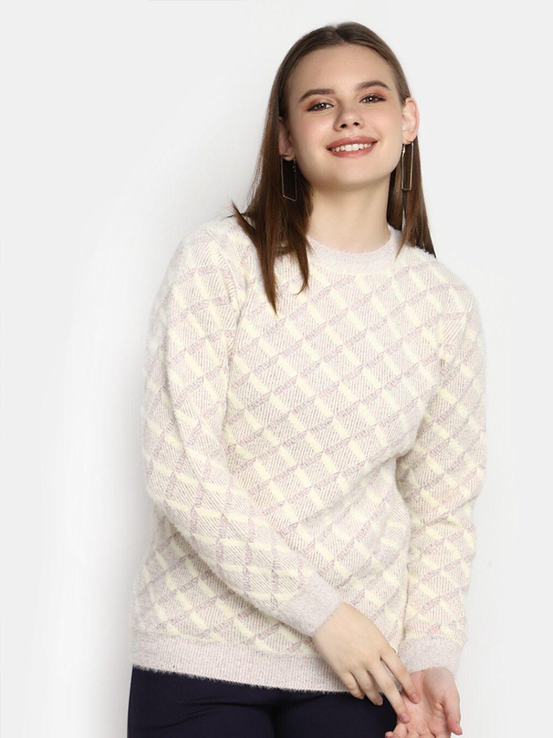 v-mart geometric printed cotton pullover sweater