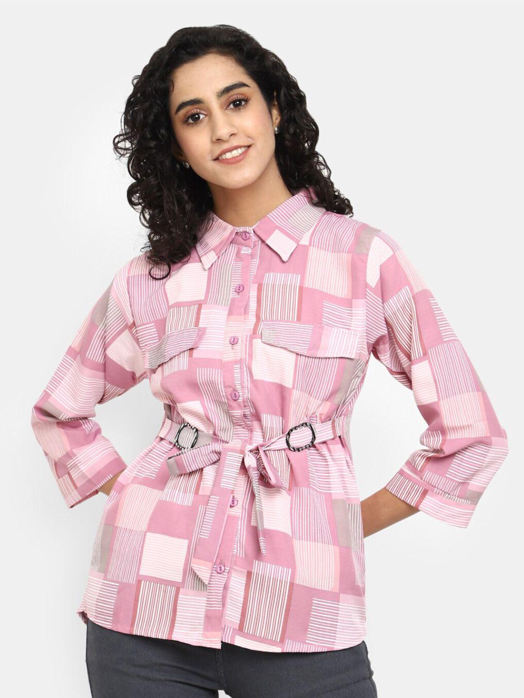 v-mart geometric printed cotton shirt style top