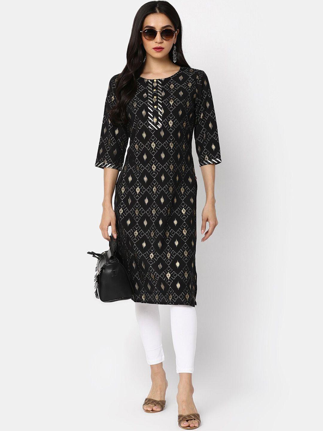 v-mart geometric printed straight pure cotton kurta