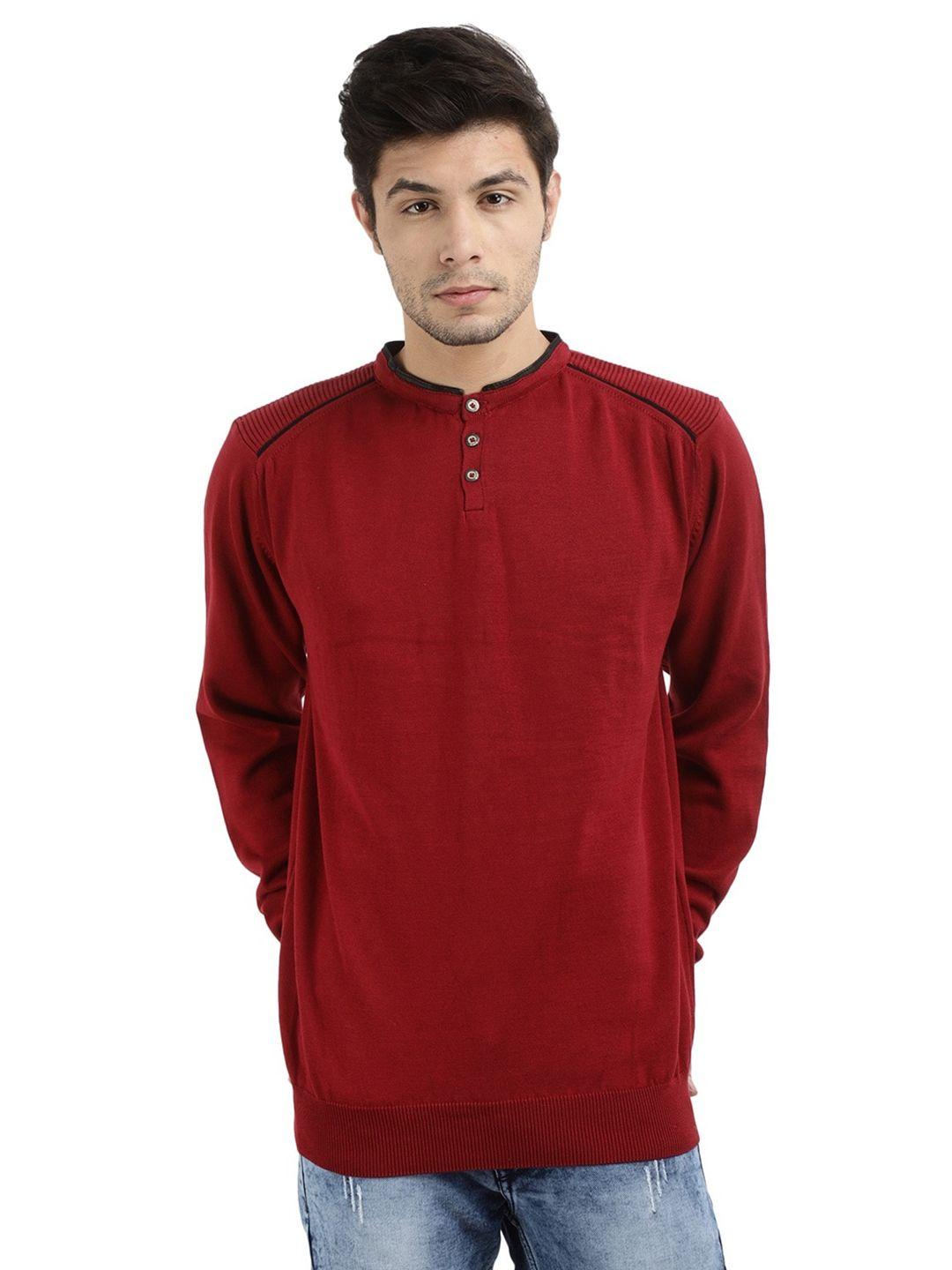 v-mart henley neck long sleeves acrylic pullover sweaters
