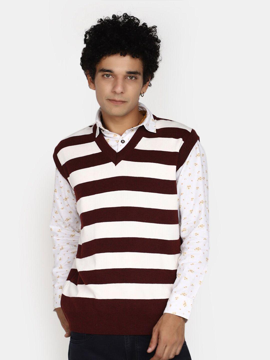 v-mart horizontal striped v-neck cotton pullover