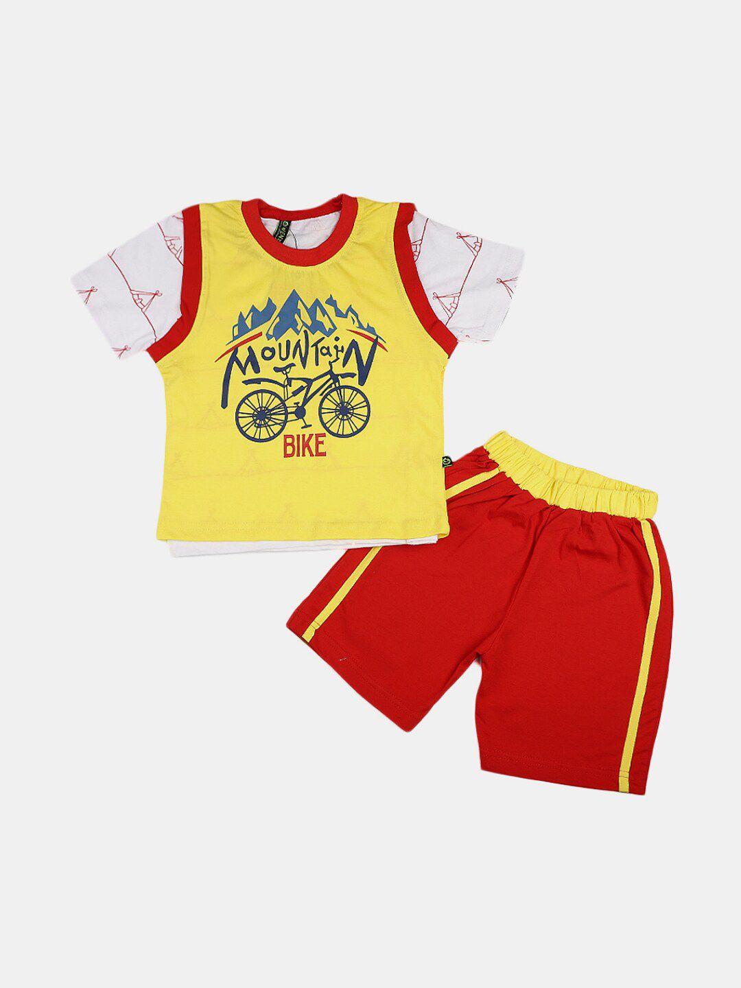 v-mart infant boys graphic printed pure cotton t-shirt with shorts