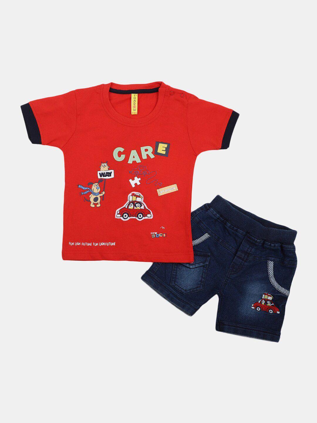 v-mart infant boys printed pure cotton t-shirt with shorts