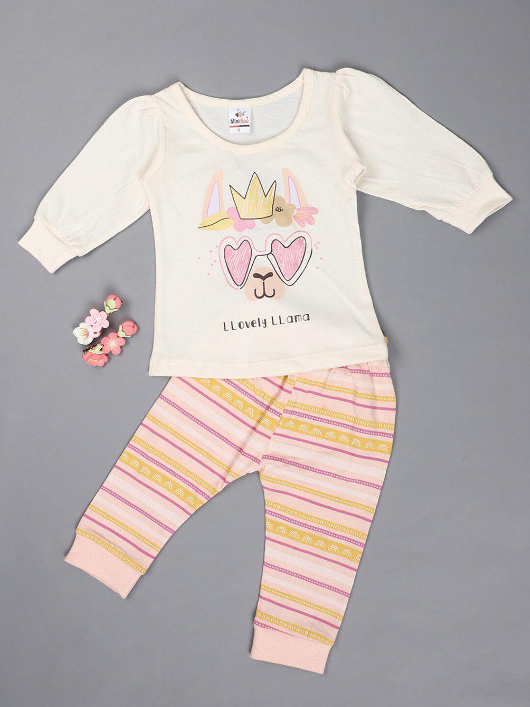 v-mart infant girls printed pure cotton top with leggings