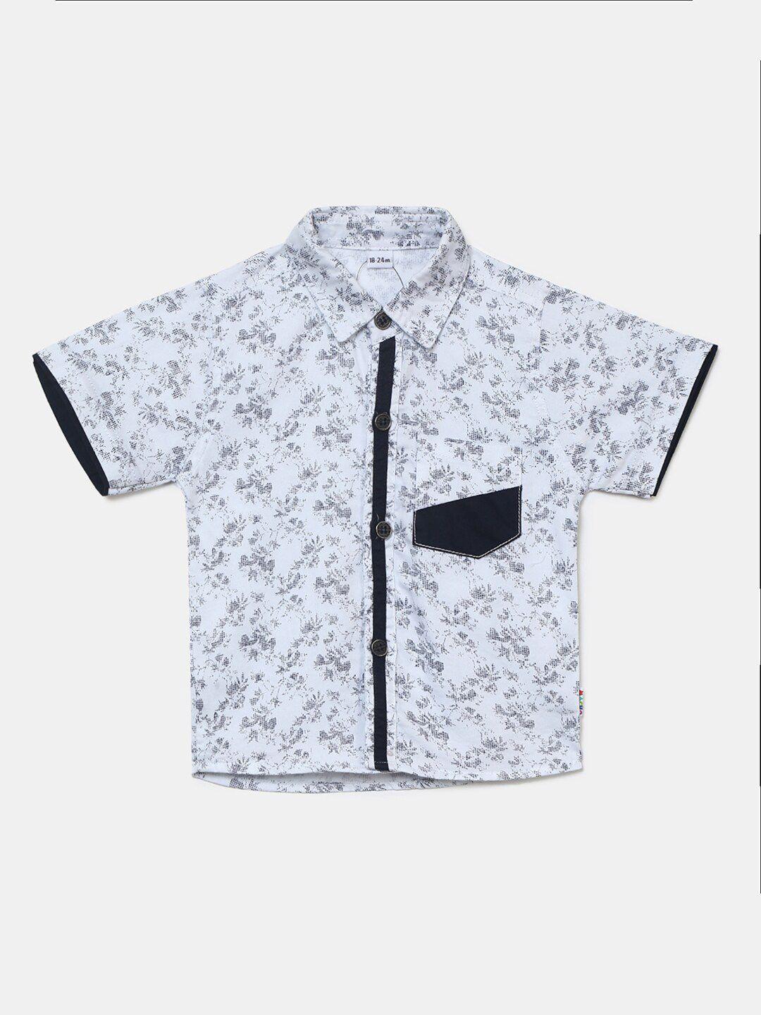 v-mart infant kids classic spread collar floral printed cotton casual shirt
