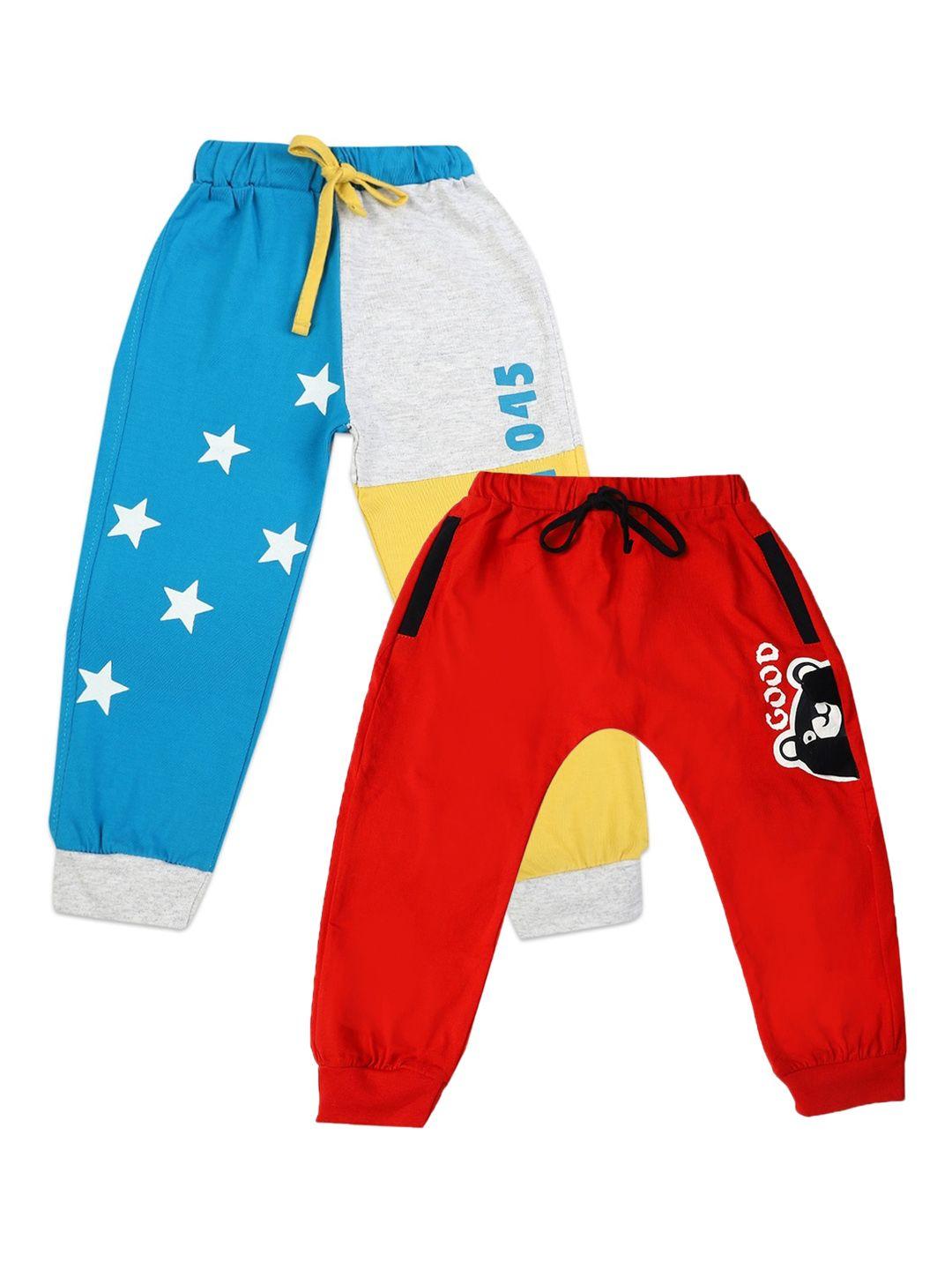 v-mart infant kids pack of 2 printed regular fit cotton joggers