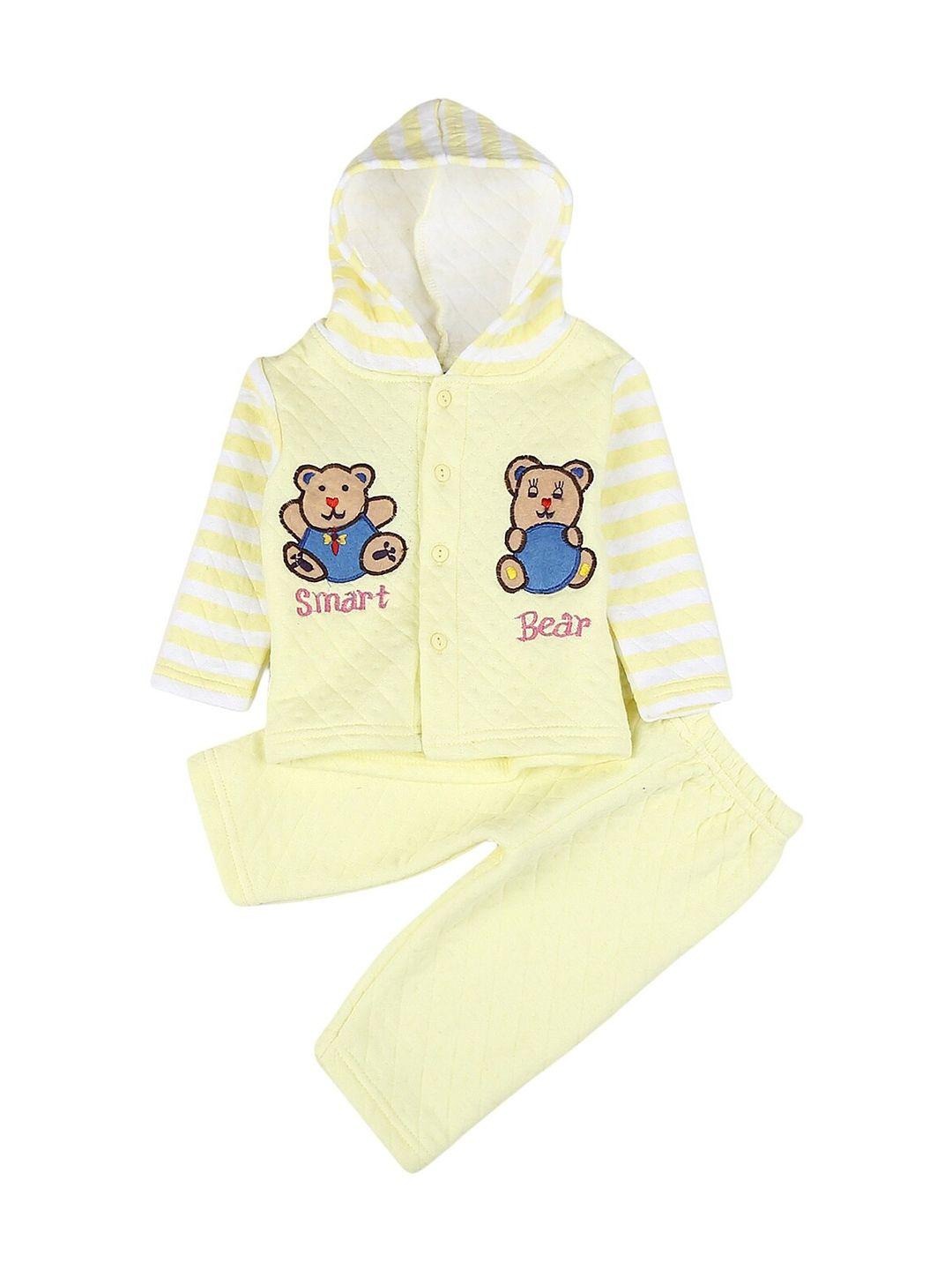 v-mart infant kids printed hooded pure cotton t-shirt with trousers