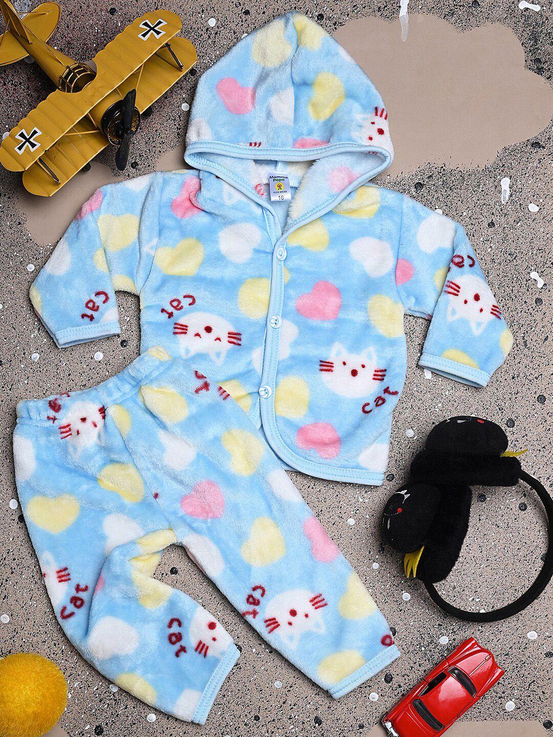 v-mart infant kids printed hooded t-shirt with pyjamas