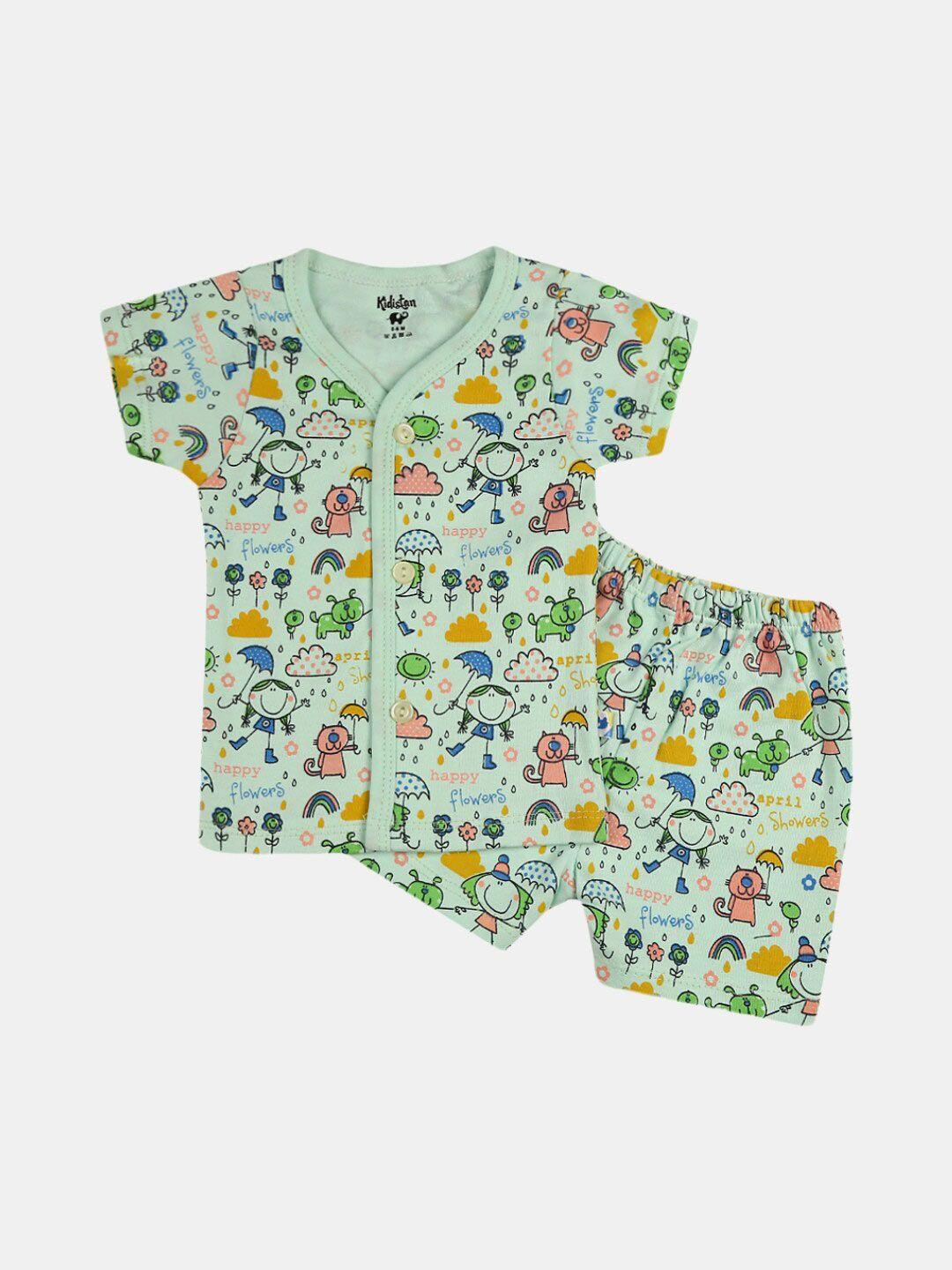 v-mart infant printed cotton shirt with shorts set