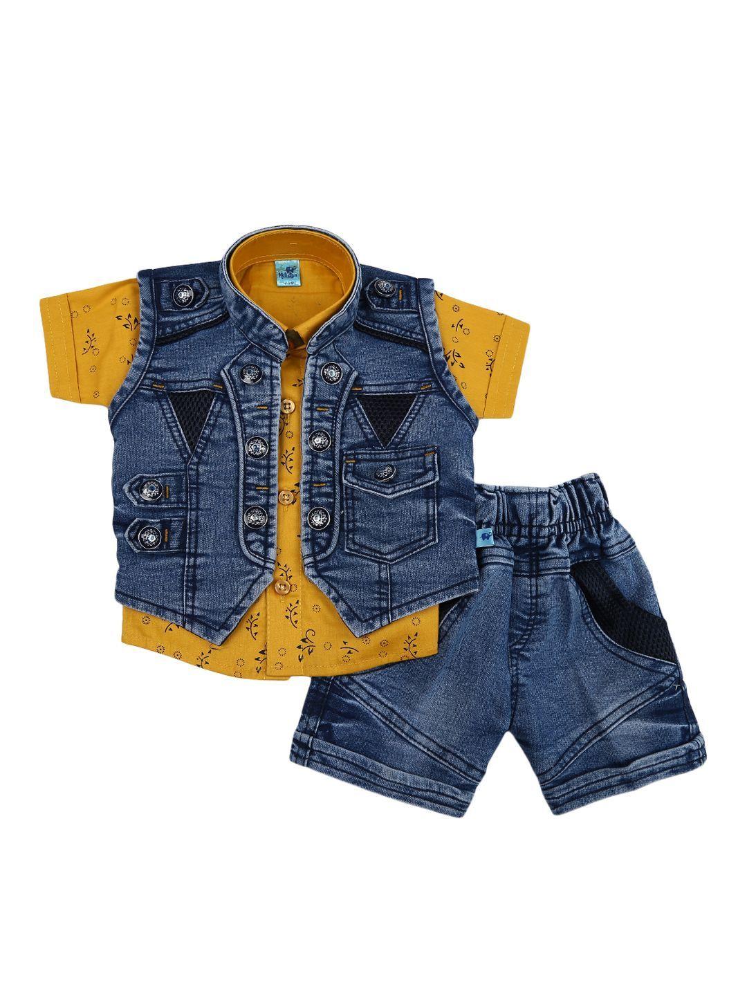 v-mart infant printed pure cotton shirt with shorts set