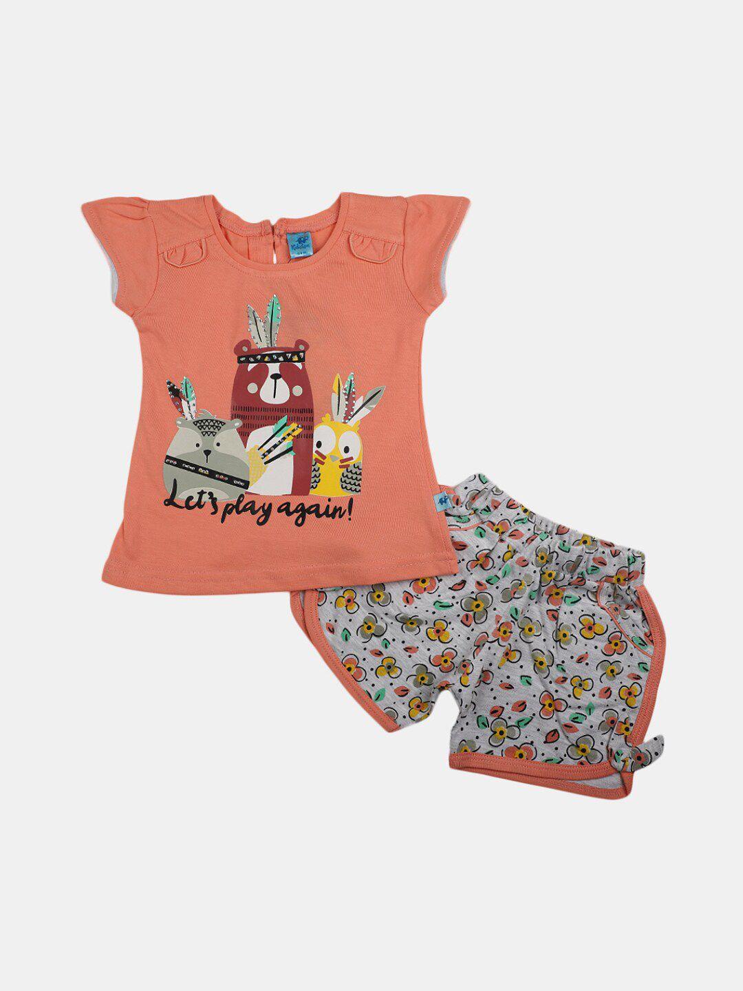 v-mart infant pure cotton printed top with shorts set