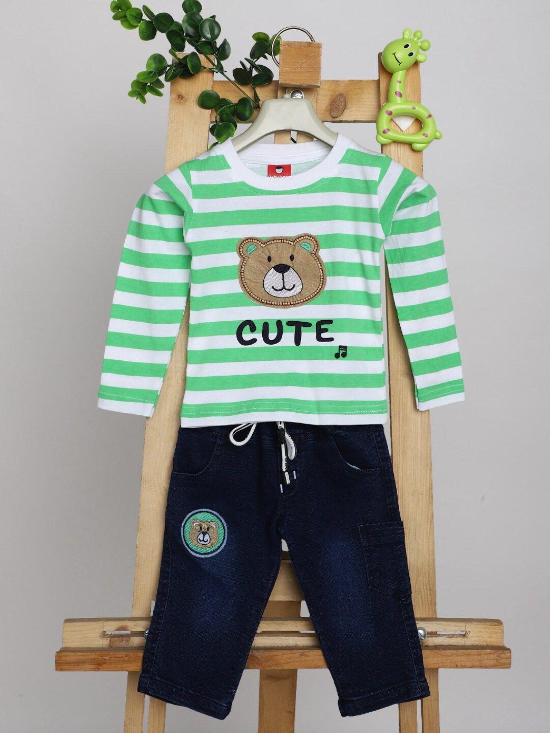 v-mart infant striped pure cotton t-shirt with trousers
