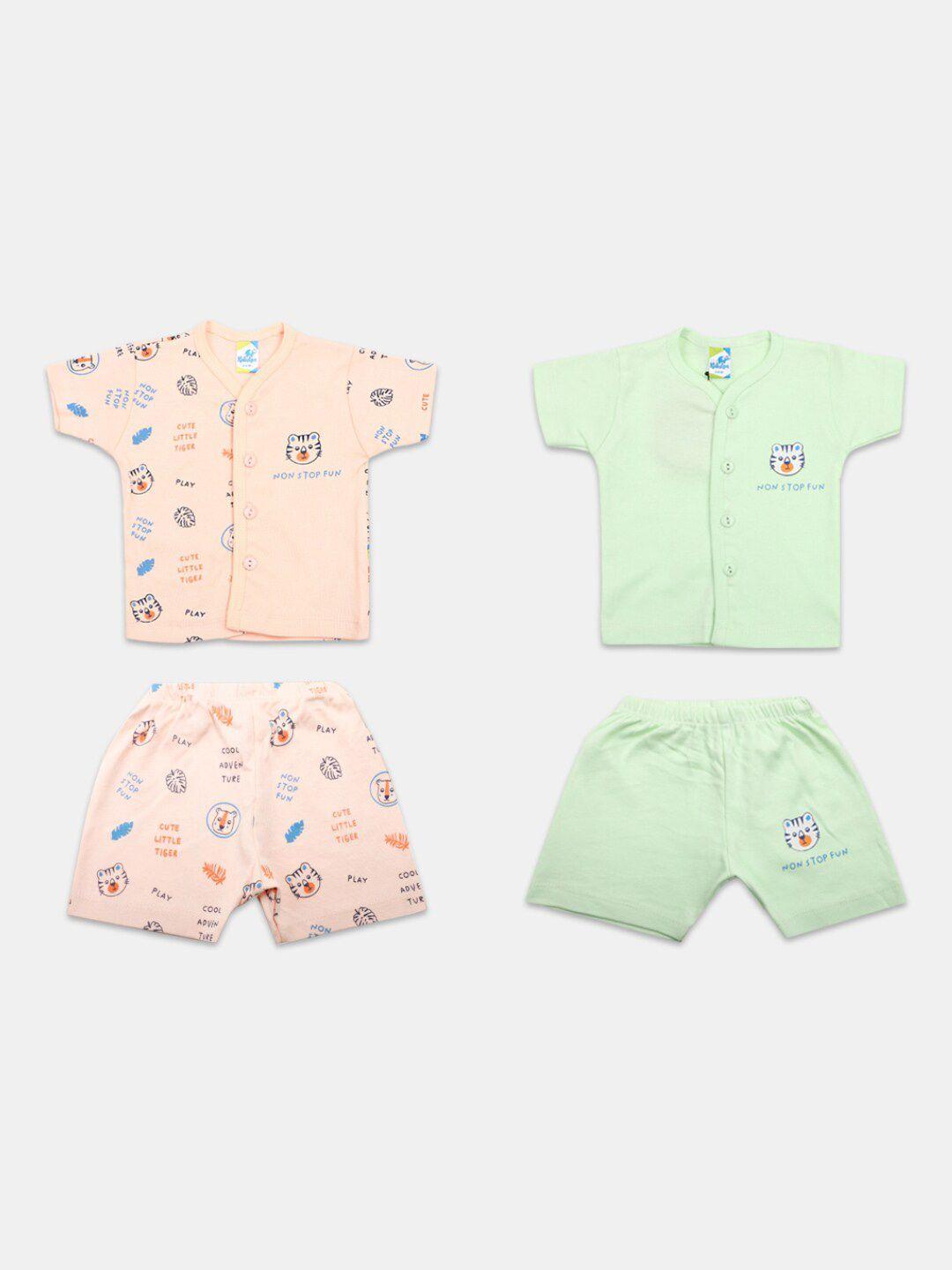 v-mart infants pack of 2 printed pure cotton shirt with shorts