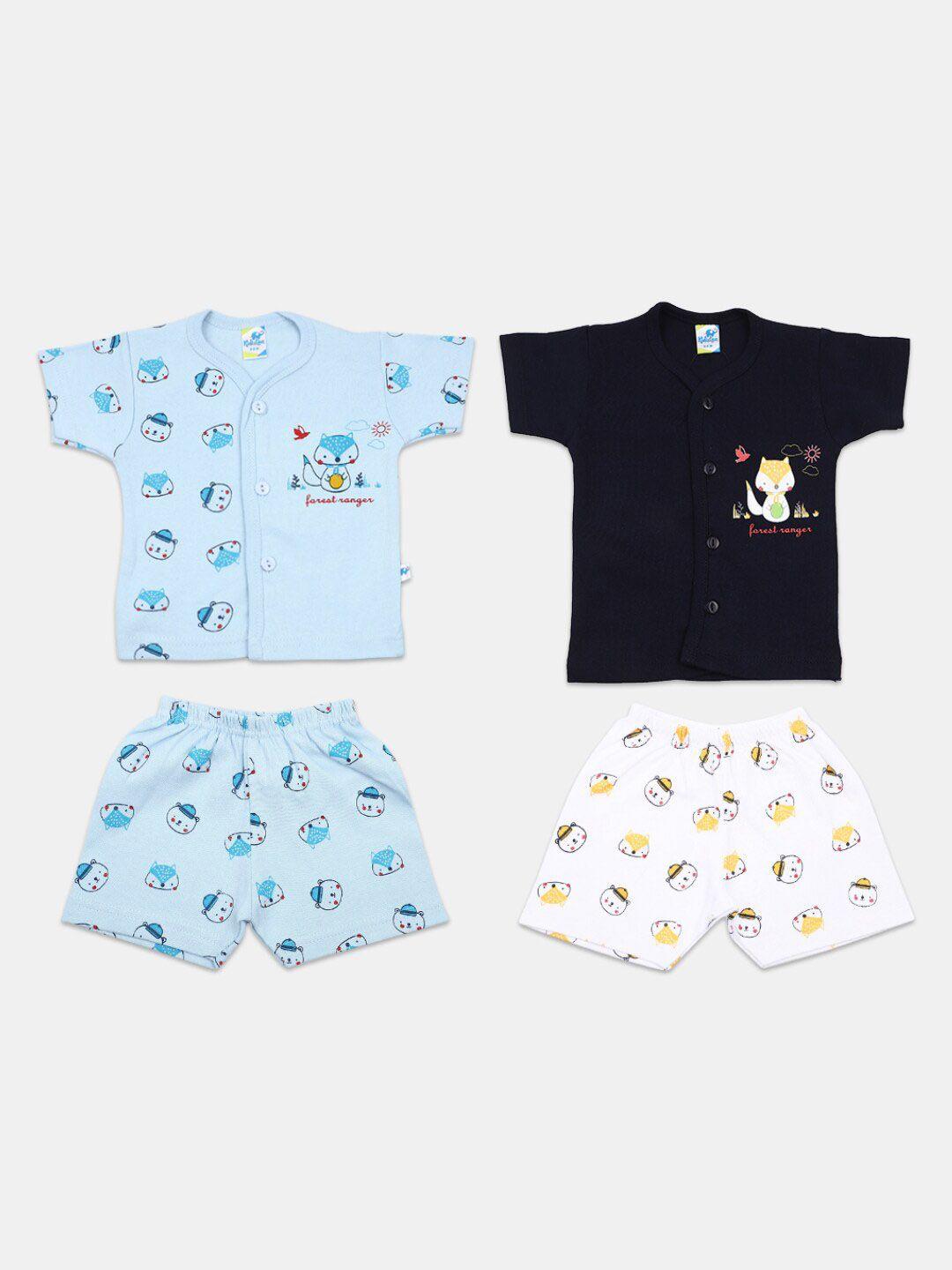 v-mart infants pack of 2 printed pure cotton t-shirts with shorts