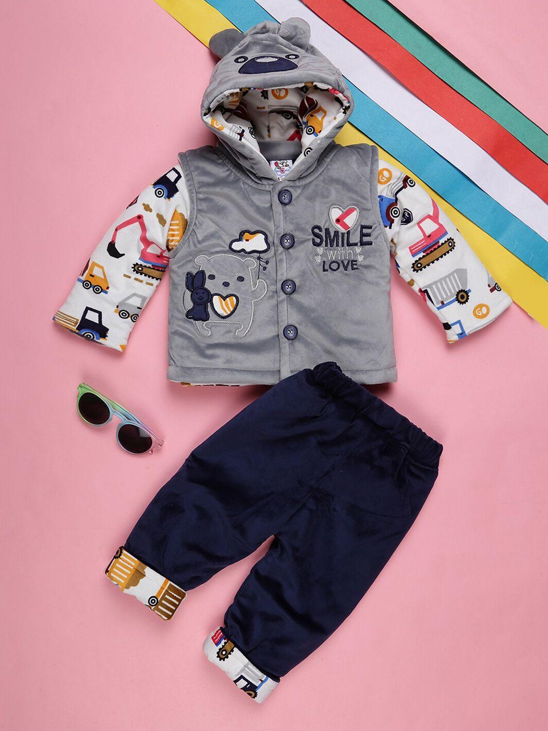 v-mart infants printed hooded shirt with trouser