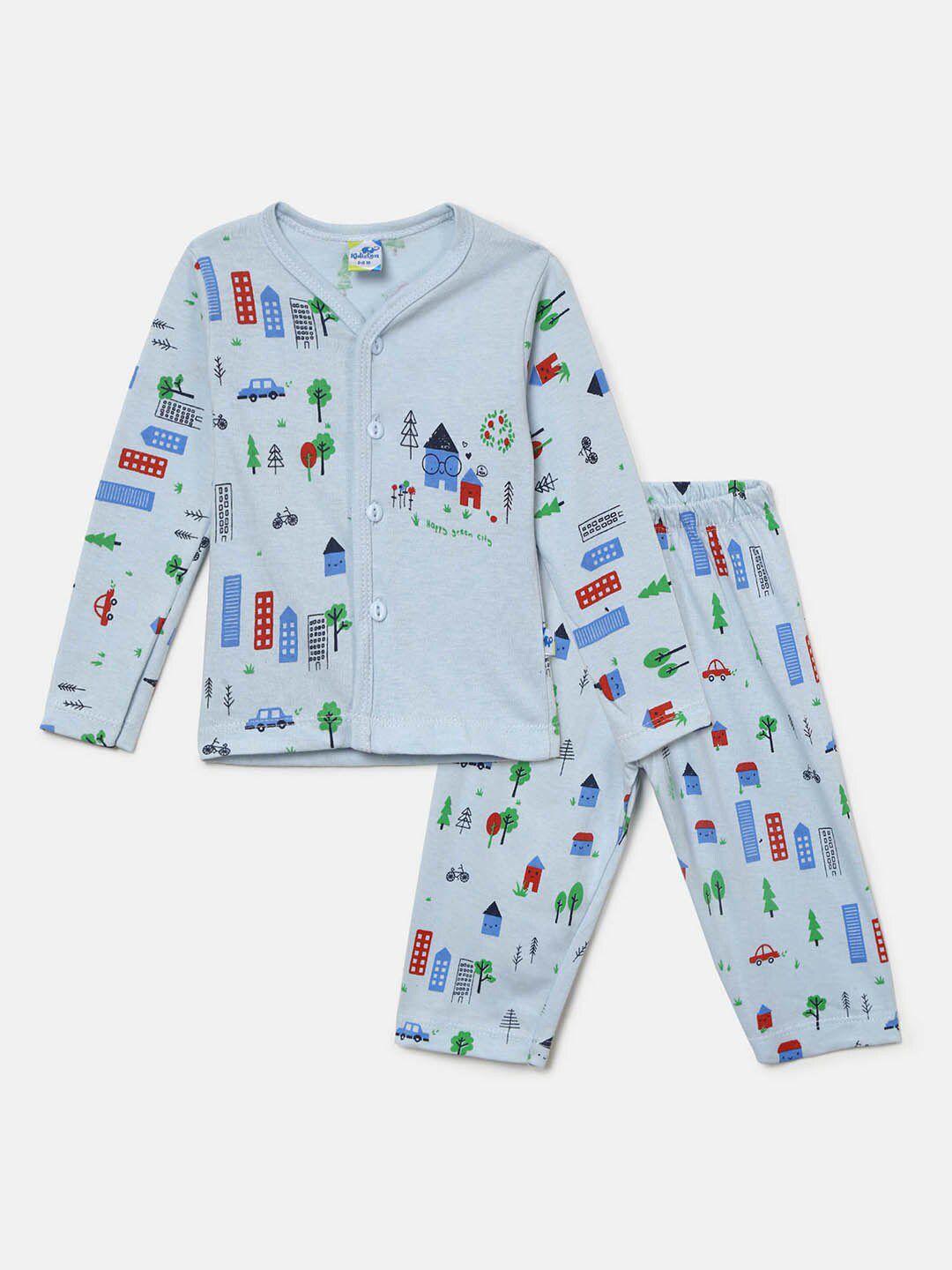 v-mart infants pure cotton printed shirt with pyjamas set