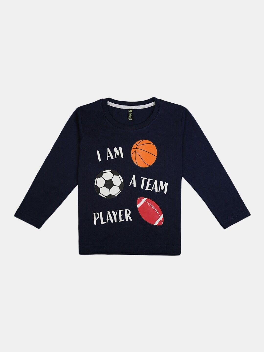 v-mart kids boys navy blue & grey printed t-shirt with pyjamas