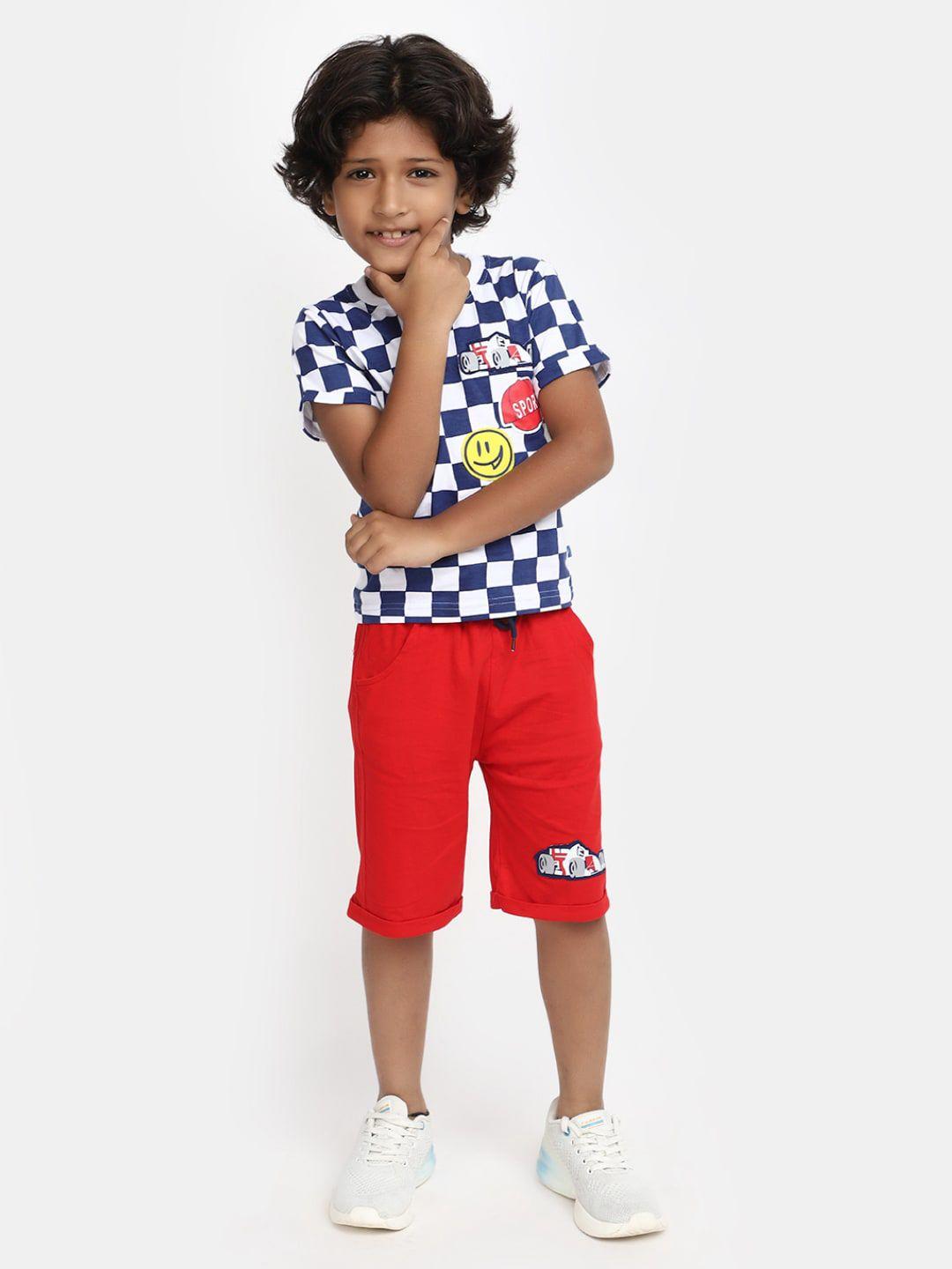 v-mart kids checked pure cotton tshirt with shorts