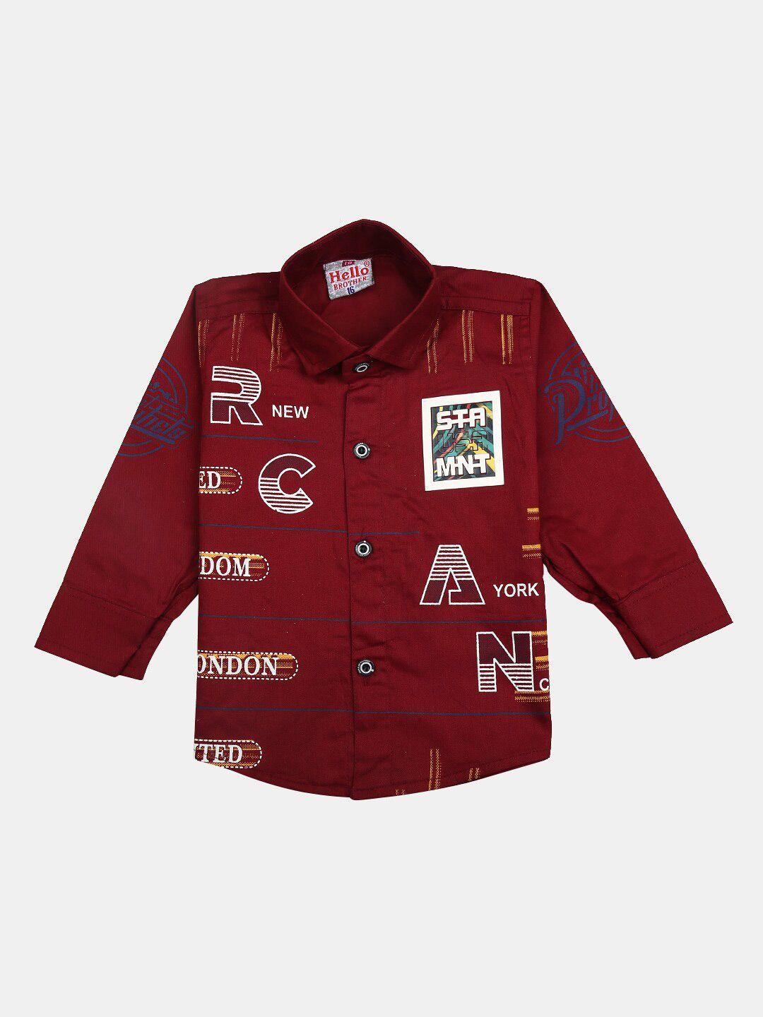 v-mart kids maroon & white printed shirt with trousers