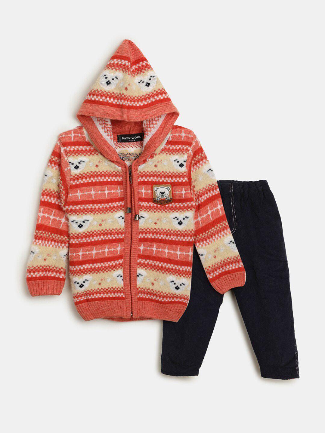 v-mart kids printed  pure cotton hoodie with trousers