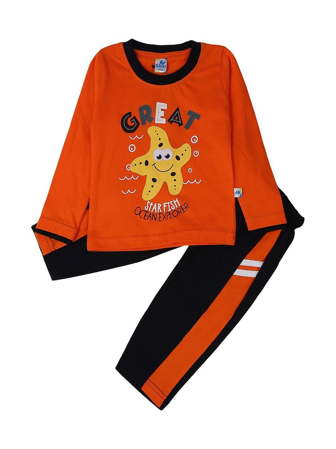 v-mart kids printed pure cotton t-shirt with trousers