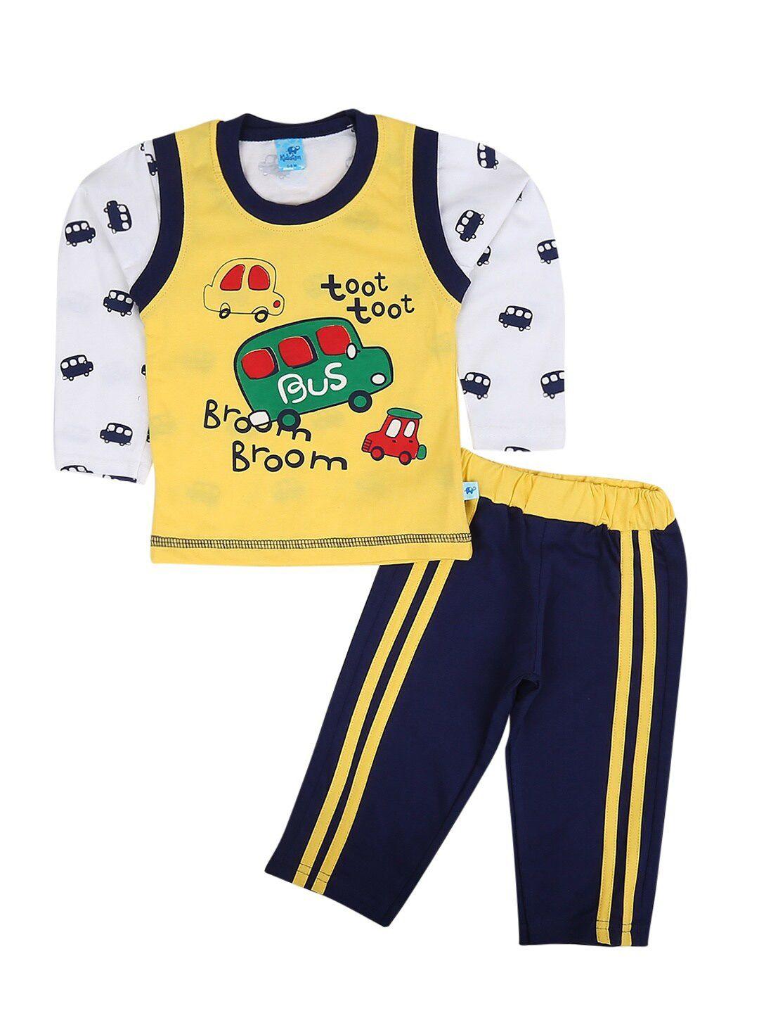 v-mart kids yellow & black printed t-shirt with trousers