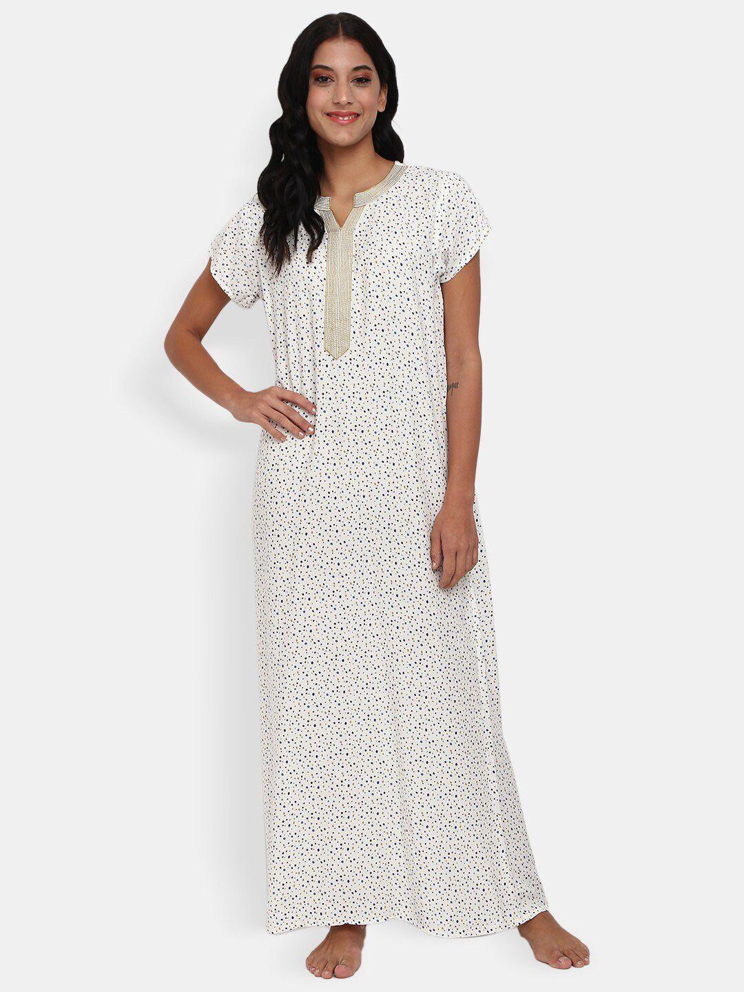 v-mart mandarin collar printed maxi nightdress