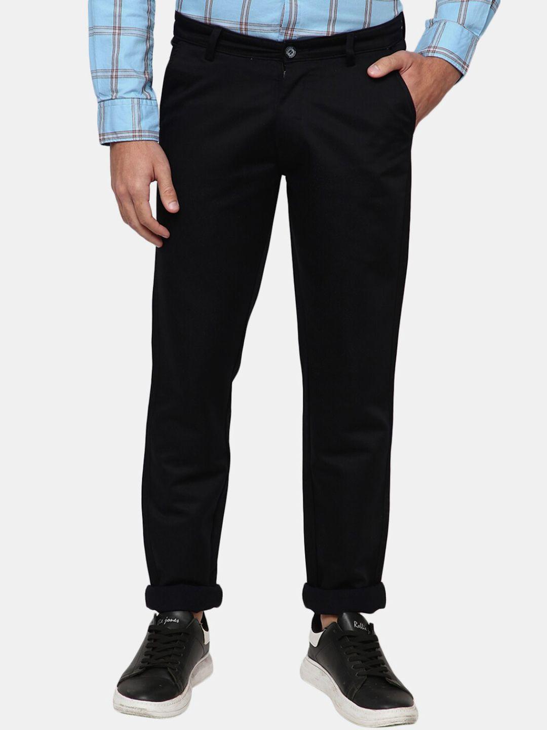 v-mart men black classic slim fit trousers