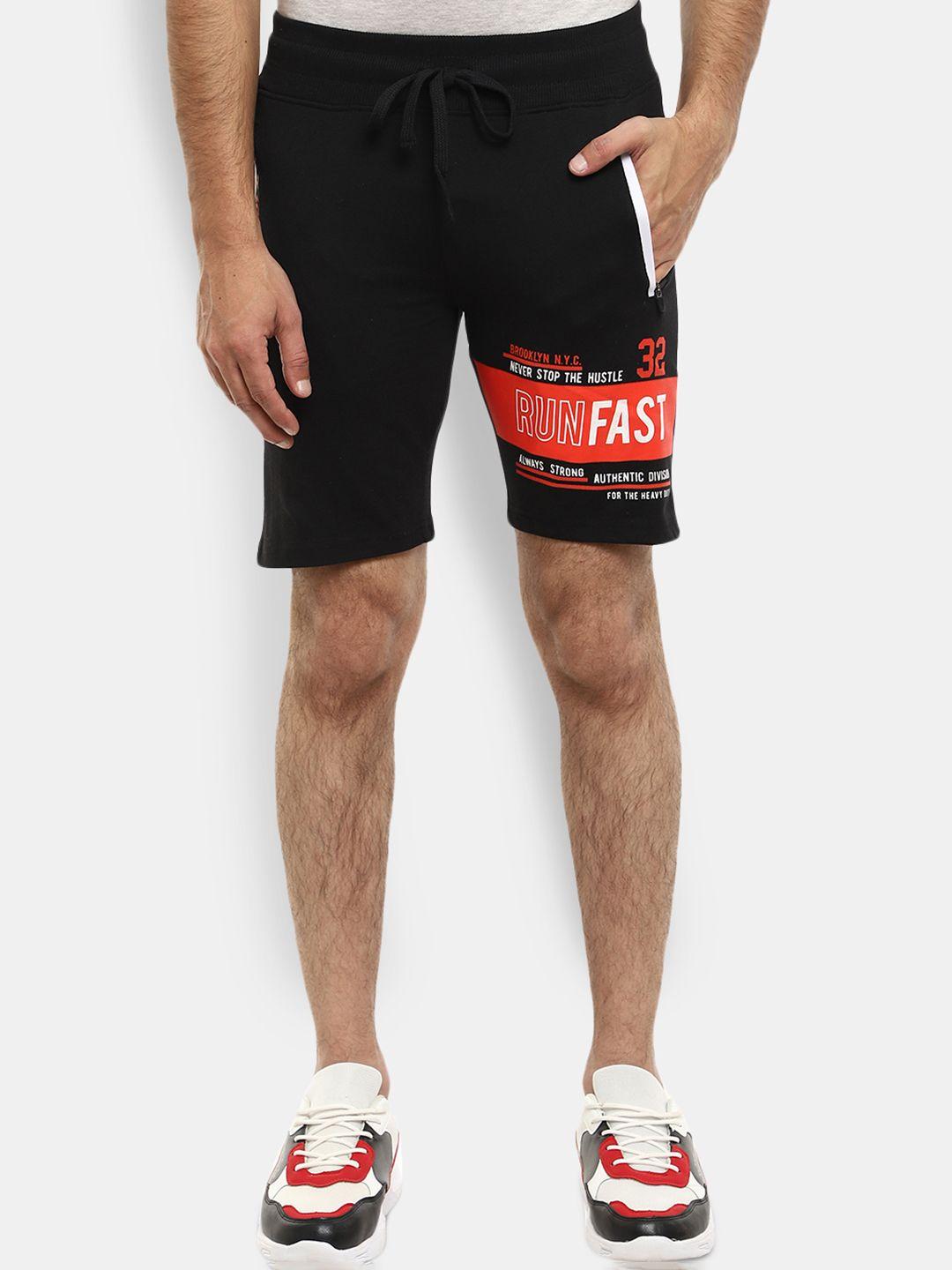 v-mart men black printed outdoor shorts