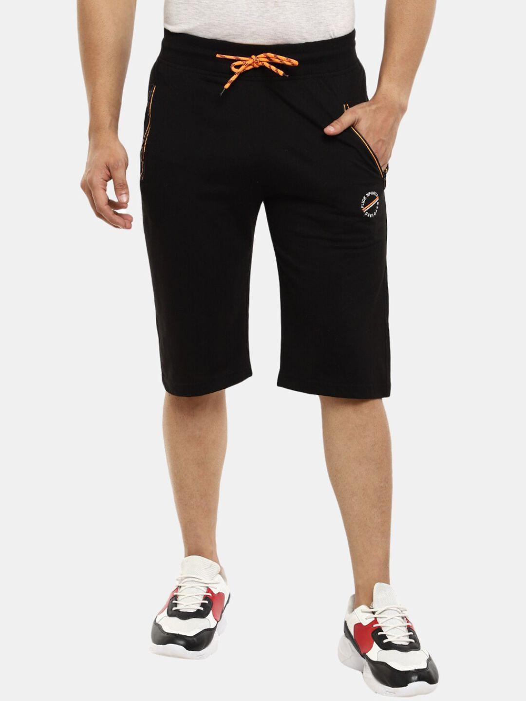 v-mart men black regular fit single jersey cotton shorts