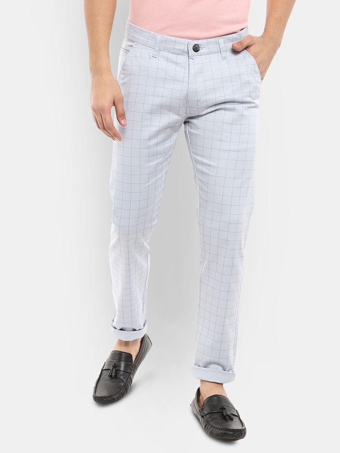 v-mart men blue checked chinos trousers