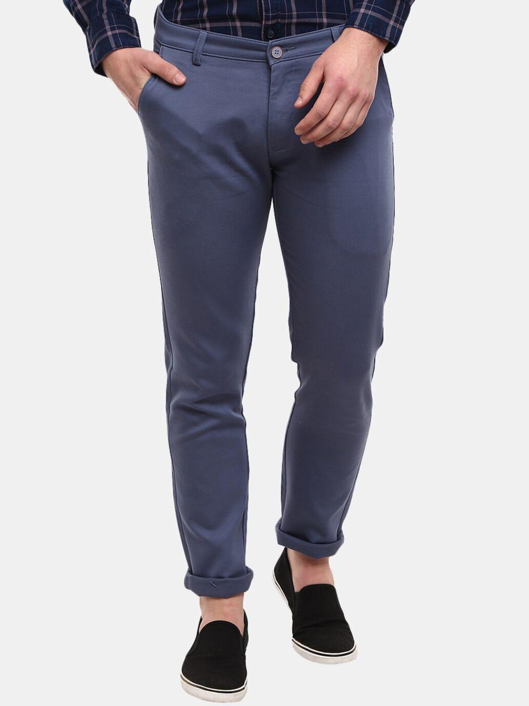 v-mart men blue classic slim fit chinos trousers