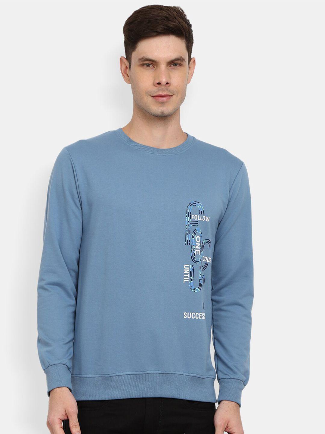 v-mart men blue printed sweatshirt