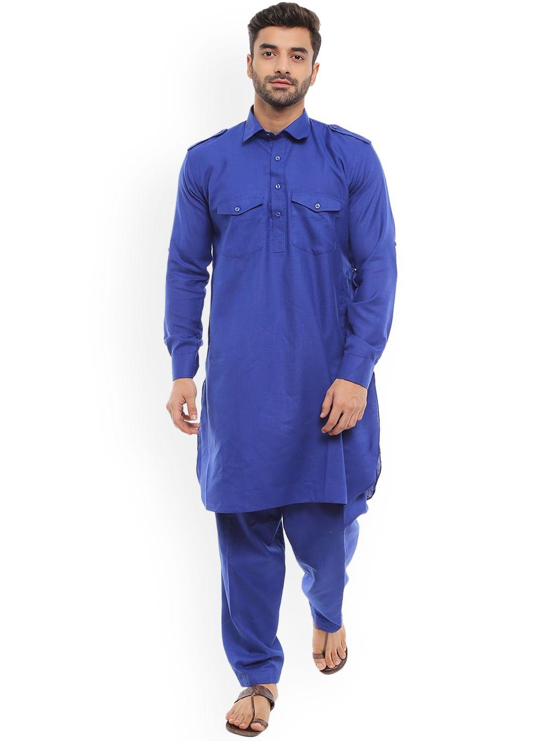 v-mart men blue pure cotton pure cotton kurta with salwar