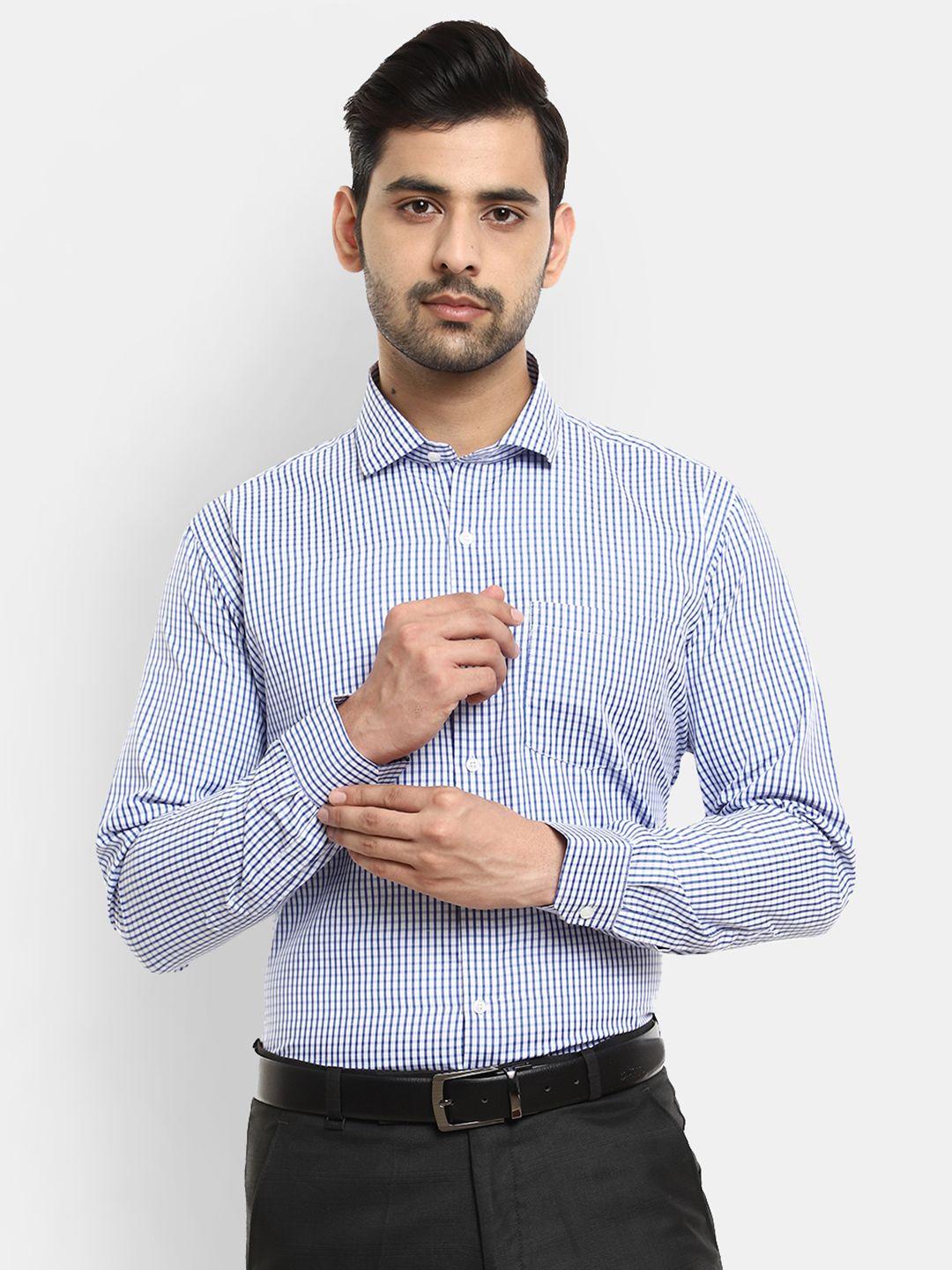 v-mart men blue standard striped formal shirt