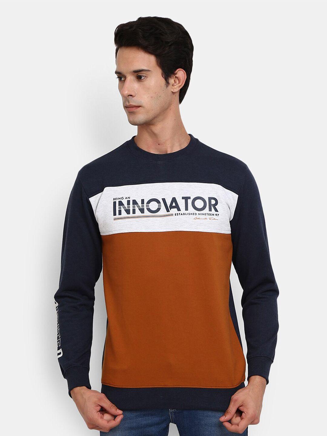 v-mart men brown colourblocked sweatshirt